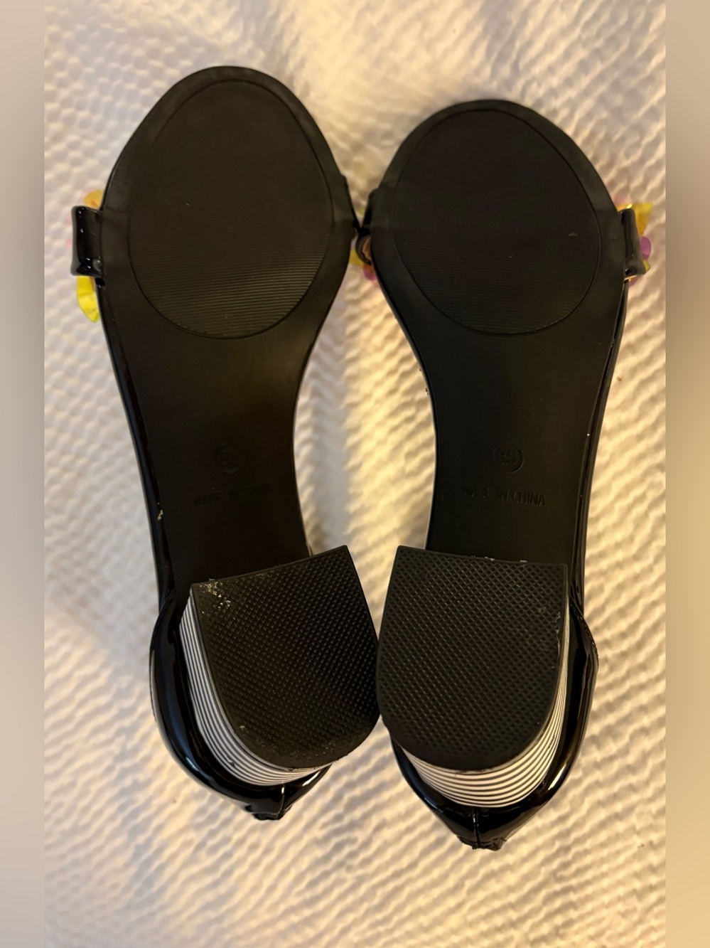 Betsey Johnson Iria Floral Striped Ankle Strap Heels Shoes Size 8 1/2. - Picture 5 of 6